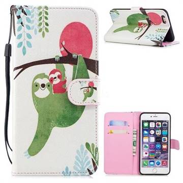 Twig Monkey Painting Leather Wallet Phone Case for iPhone 6s Plus / 6 Plus  6P(5.5 inch)