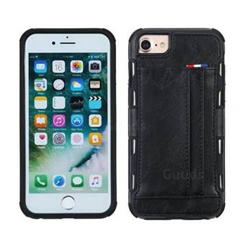 Luxury Shatter-resistant Leather Coated Card Phone Case for iPhone 6s Plus / 6 Plus 6P(5.5 inch) - Black