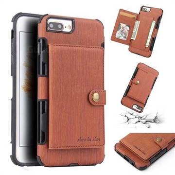 Brush Multi-function Leather Phone Case for iPhone 6s Plus / 6 Plus 6P(5.5 inch) - Brown