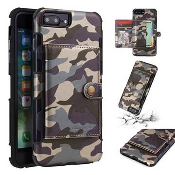 Camouflage Multi-function Leather Phone Case for iPhone 6s Plus / 6 Plus 6P(5.5 inch) - Gray