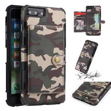 Camouflage Multi-function Leather Phone Case for iPhone 6s Plus / 6 Plus 6P(5.5 inch) - Army Green