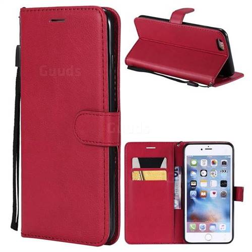 Retro Greek Classic Smooth PU Leather Wallet Phone Case for iPhone 6s Plus / 6 Plus 6P(5.5 inch) - Red