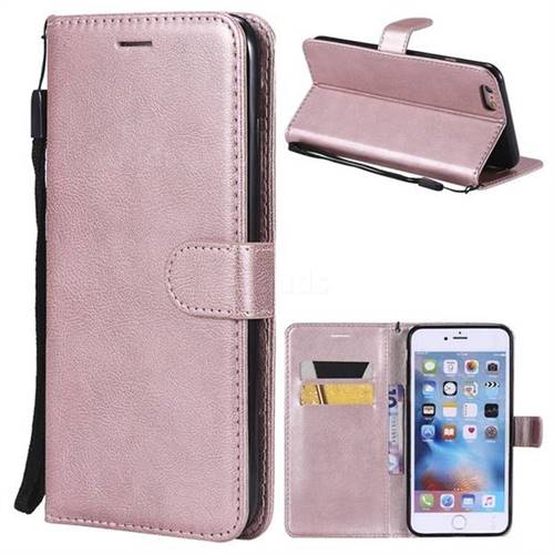 Retro Greek Classic Smooth PU Leather Wallet Phone Case for iPhone 6s Plus / 6 Plus 6P(5.5 inch) - Rose Gold