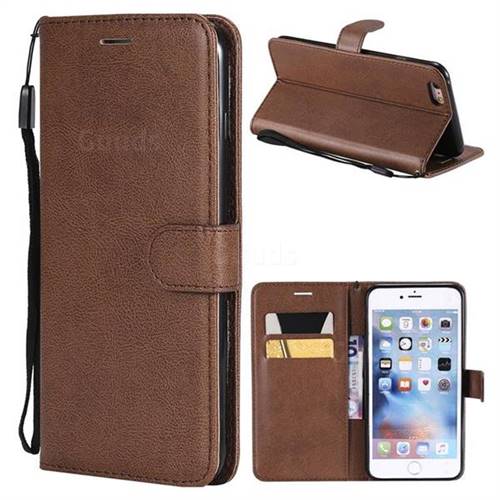Retro Greek Classic Smooth PU Leather Wallet Phone Case for iPhone 6s Plus / 6 Plus 6P(5.5 inch) - Brown