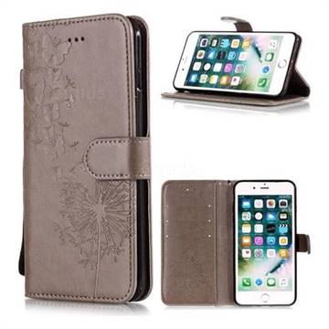 Intricate Embossing Dandelion Butterfly Leather Wallet Case for iPhone 6s Plus / 6 Plus 6P(5.5 inch) - Gray
