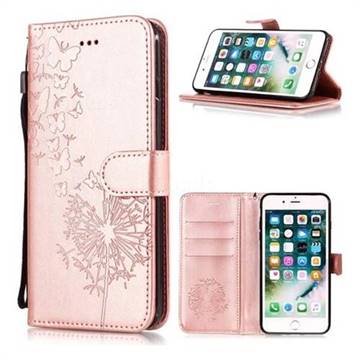 Intricate Embossing Dandelion Butterfly Leather Wallet Case for iPhone 6s Plus / 6 Plus 6P(5.5 inch) - Rose Gold