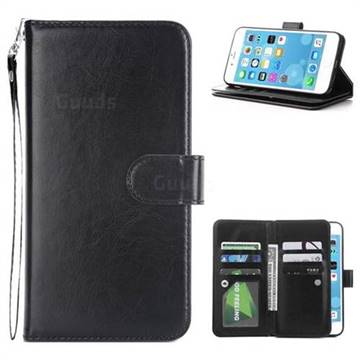 9 Card Photo Frame Smooth PU Leather Wallet Phone Case for iPhone 6s Plus / 6 Plus 6P(5.5 inch) - Black