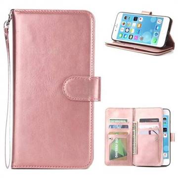 9 Card Photo Frame Smooth PU Leather Wallet Phone Case for iPhone 6s Plus / 6 Plus 6P(5.5 inch) - Rose Gold
