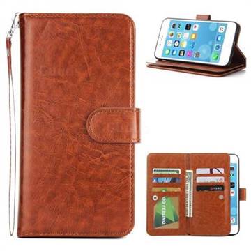9 Card Photo Frame Smooth PU Leather Wallet Phone Case for iPhone 6s Plus / 6 Plus 6P(5.5 inch) - Brown