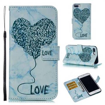 Marble Heart PU Leather Wallet Phone Case for iPhone 6s Plus / 6 Plus 6P(5.5 inch) - Blue