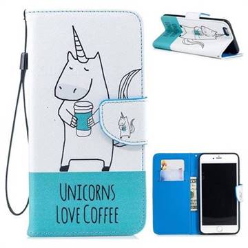 Blue Unicorn PU Leather Wallet Phone Case for iPhone 6s Plus / 6 Plus 6P(5.5 inch)