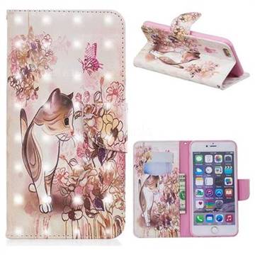 Flower Butterfly Cat 3D Painted Leather Wallet Phone Case for iPhone 6s Plus / 6 Plus 6P(5.5 inch)