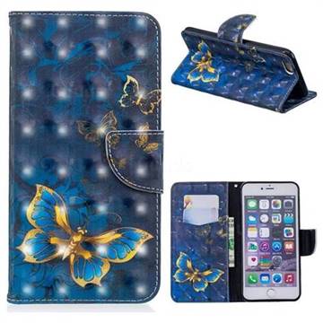 Gold Butterfly 3D Painted Leather Wallet Phone Case for iPhone 6s Plus / 6 Plus 6P(5.5 inch)