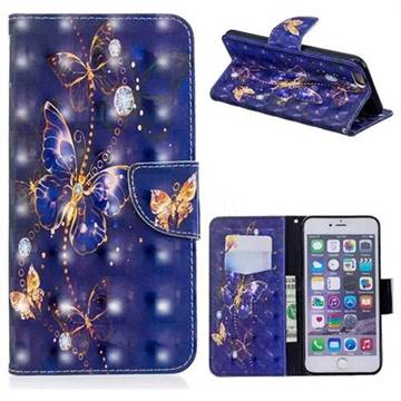 Purple Butterfly 3D Painted Leather Wallet Phone Case for iPhone 6s Plus / 6 Plus 6P(5.5 inch)