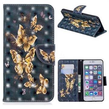 Silver Golden Butterfly 3D Painted Leather Wallet Phone Case for iPhone 6s Plus / 6 Plus 6P(5.5 inch)