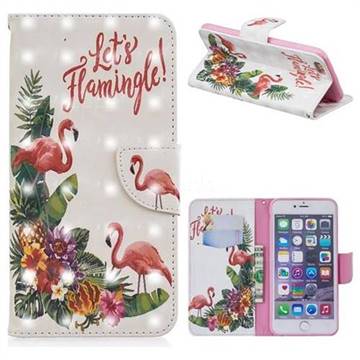 Flower Flamingo 3D Painted Leather Wallet Phone Case for iPhone 6s Plus / 6 Plus 6P(5.5 inch)