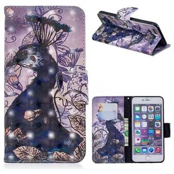 Purple Peacock 3D Painted Leather Wallet Phone Case for iPhone 6s Plus / 6 Plus 6P(5.5 inch)