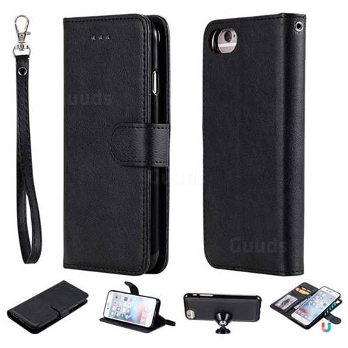 Retro Greek Detachable Magnetic PU Leather Wallet Phone Case for iPhone 6s Plus / 6 Plus 6P(5.5 inch) - Black