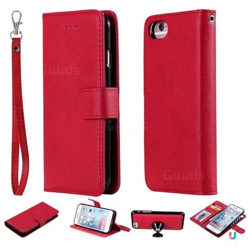 Retro Greek Detachable Magnetic PU Leather Wallet Phone Case for iPhone 6s Plus / 6 Plus 6P(5.5 inch) - Red