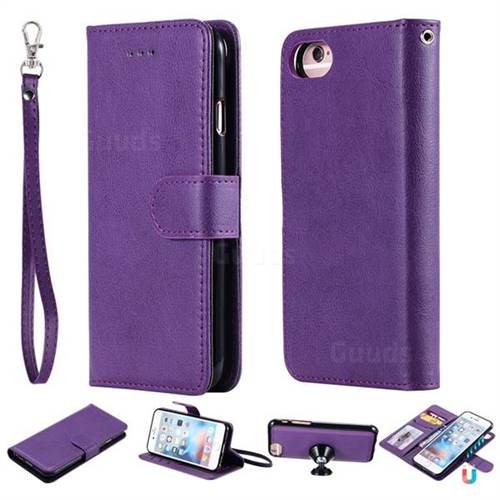 Retro Greek Detachable Magnetic PU Leather Wallet Phone Case for iPhone 6s Plus / 6 Plus 6P(5.5 inch) - Purple