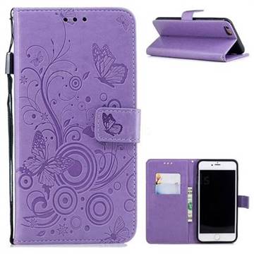 Intricate Embossing Butterfly Circle Leather Wallet Case for iPhone 6s Plus / 6 Plus 6P(5.5 inch) - Purple