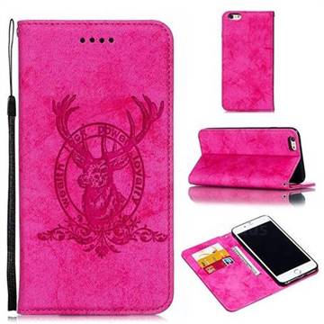 Retro Intricate Embossing Elk Seal Leather Wallet Case for iPhone 6s Plus / 6 Plus 6P(5.5 inch) - Rose