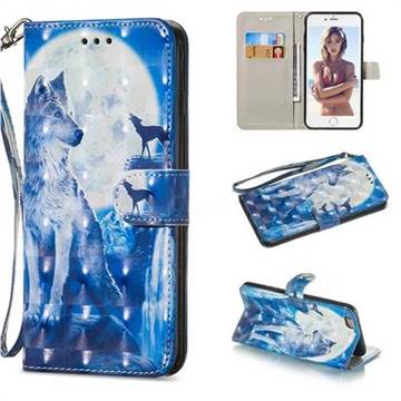 Ice Wolf 3D Painted Leather Wallet Phone Case for iPhone 6s Plus / 6 Plus 6P(5.5 inch)