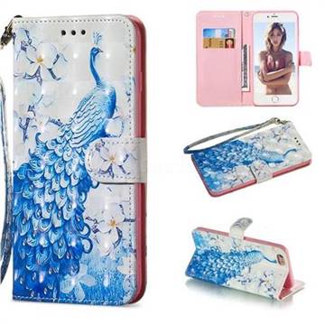 Blue Peacock 3D Painted Leather Wallet Phone Case for iPhone 6s Plus / 6 Plus 6P(5.5 inch)