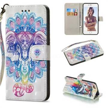 Colorful Elephant 3D Painted Leather Wallet Phone Case for iPhone 6s Plus / 6 Plus 6P(5.5 inch)