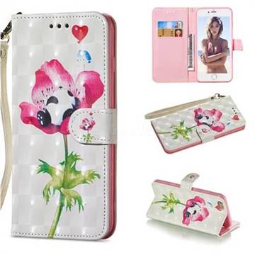 Flower Panda 3D Painted Leather Wallet Phone Case for iPhone 6s Plus / 6 Plus 6P(5.5 inch)