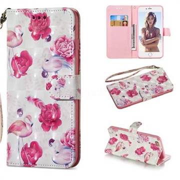 Flamingo 3D Painted Leather Wallet Phone Case for iPhone 6s Plus / 6 Plus 6P(5.5 inch)