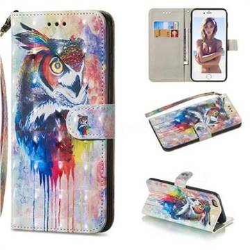 Watercolor Owl 3D Painted Leather Wallet Phone Case for iPhone 6s Plus / 6 Plus 6P(5.5 inch)
