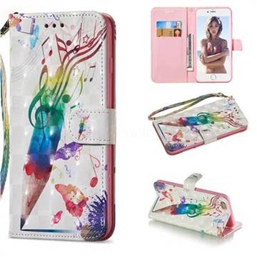 Music Pen 3D Painted Leather Wallet Phone Case for iPhone 6s Plus / 6 Plus 6P(5.5 inch)