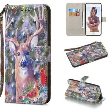 Elk Deer 3D Painted Leather Wallet Phone Case for iPhone 6s Plus / 6 Plus 6P(5.5 inch)