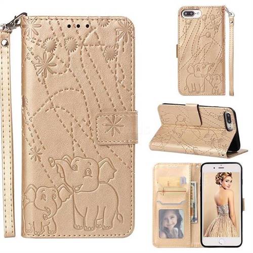 Embossing Fireworks Elephant Leather Wallet Case for iPhone 6s Plus / 6 Plus 6P(5.5 inch) - Golden