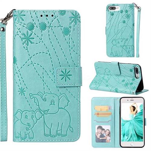 Embossing Fireworks Elephant Leather Wallet Case for iPhone 6s Plus / 6 Plus 6P(5.5 inch) - Green