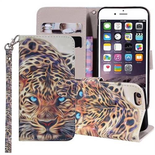 Leopard 3D Painted Leather Phone Wallet Case Cover for iPhone 6s Plus / 6 Plus 6P(5.5 inch)