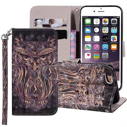 Tribal Owl 3D Painted Leather Phone Wallet Case Cover for iPhone 6s Plus / 6 Plus 6P(5.5 inch)
