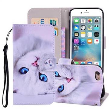 White Cat PU Leather Wallet Phone Case Cover for iPhone 6s Plus / 6 Plus 6P(5.5 inch)