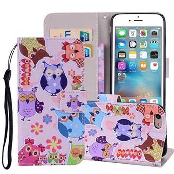 Colorful Owls PU Leather Wallet Phone Case Cover for iPhone 6s Plus / 6 Plus 6P(5.5 inch)
