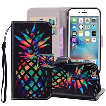 Colorful Pineapple PU Leather Wallet Phone Case Cover for iPhone 6s Plus / 6 Plus 6P(5.5 inch)