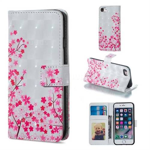Cherry Blossom 3D Painted Leather Phone Wallet Case for iPhone 6s Plus / 6 Plus 6P(5.5 inch)
