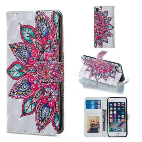 Mandara Flower 3D Painted Leather Phone Wallet Case for iPhone 6s Plus / 6 Plus 6P(5.5 inch)