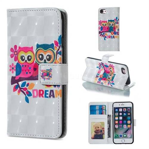 Couple Owl 3D Painted Leather Phone Wallet Case for iPhone 6s Plus / 6 Plus 6P(5.5 inch)