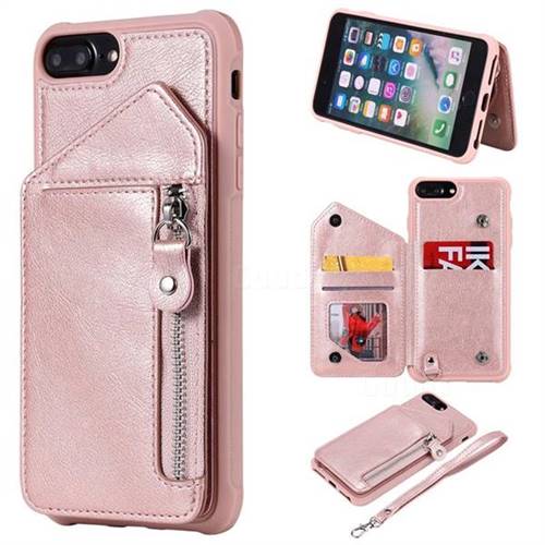 Classic Luxury Buckle Zipper Anti-fall Leather Phone Back Cover for iPhone 6s Plus / 6 Plus 6P(5.5 inch) - Pink