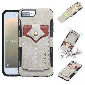Maple Pattern Canvas Multi-function Leather Phone Back Cover for iPhone 6s Plus / 6 Plus 6P(5.5 inch) - Gray
