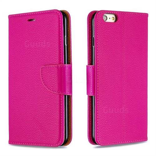 Classic Luxury Litchi Leather Phone Wallet Case for iPhone 6s Plus / 6 Plus 6P(5.5 inch) - Rose