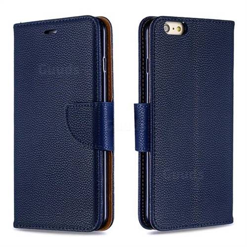 Classic Luxury Litchi Leather Phone Wallet Case for iPhone 6s Plus / 6 Plus 6P(5.5 inch) - Blue