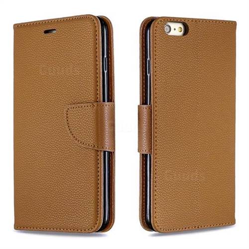 Classic Luxury Litchi Leather Phone Wallet Case for iPhone 6s Plus / 6 Plus 6P(5.5 inch) - Brown