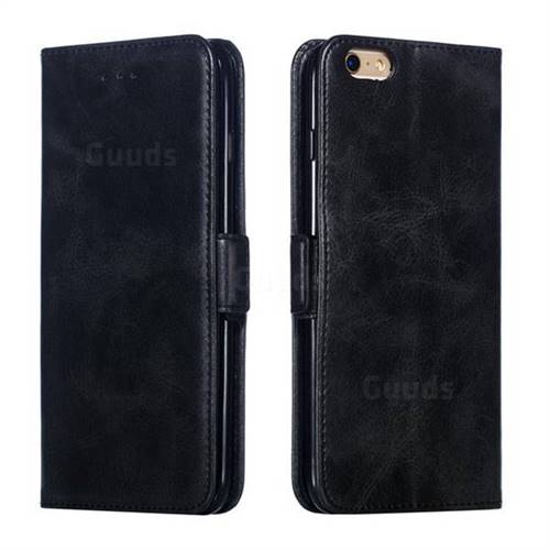 Retro Classic Calf Pattern Leather Wallet Phone Case for iPhone 6s Plus / 6 Plus 6P(5.5 inch) - Black